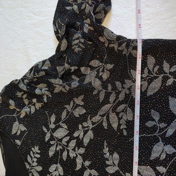 Vtg JKLA Dark Floral Slinky Stretch Top 2X Sparkle Party Blouse Whimsigoth Y2K - Picture 7 of 8